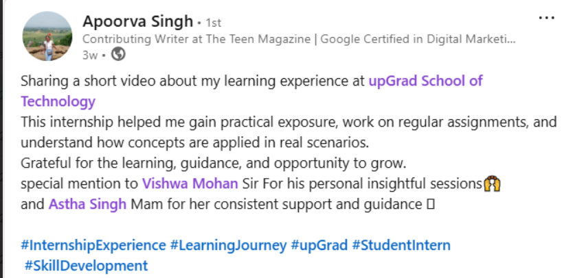 LinkedIn testimonial from Tripti Jain