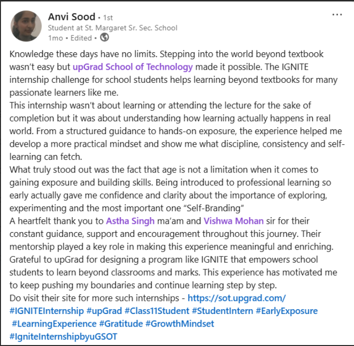 LinkedIn testimonial from Anamika Sachdeva